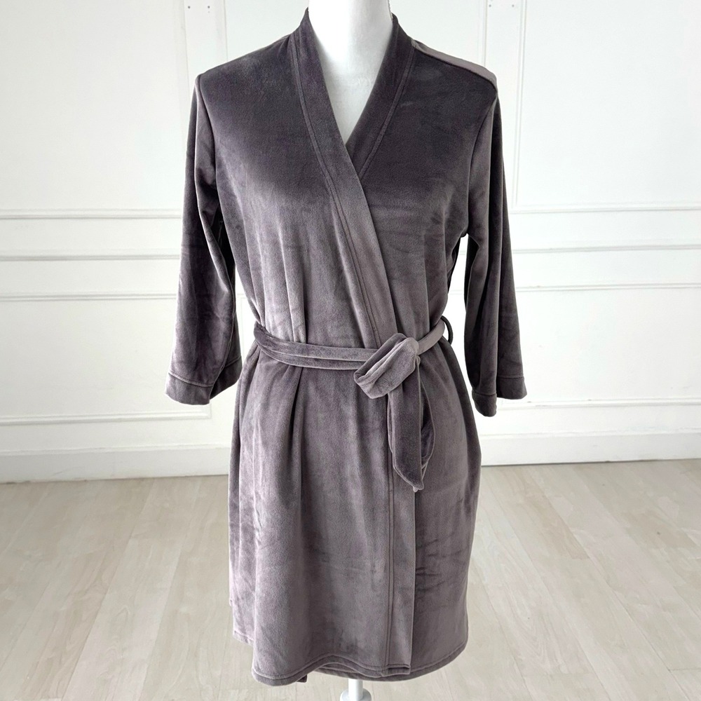 Splendid Velvet Wrap Robe Womens S/M Light Purple Plush Soft Cozy Loungewear‎